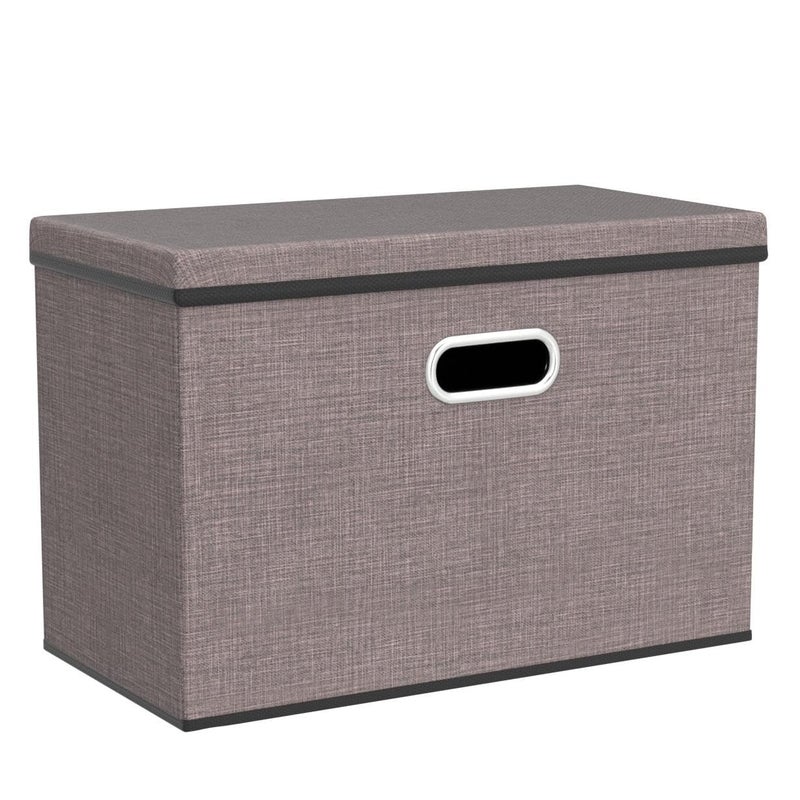 PRANDOM Large Collapsible Storage Bins with Lids [3-Pack] Linen/Cotton Blend Foldable Storage Boxes Organizer Containers Baskets Cube with Cover for Home Bedroom Closet Office Nursery(17.7x11.8x11.8) - Image 3